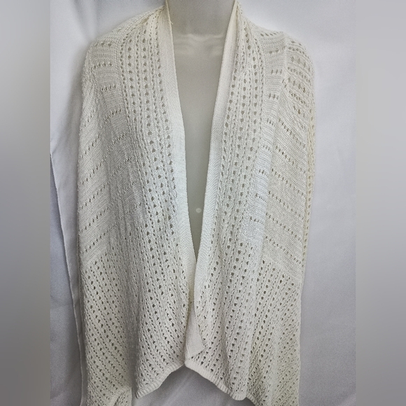 2/$30 WHITE HOUSE BLACK MARKET Boho Elegant Cream Knit Women's Sweater (#1,548) - Picture 1 of 10